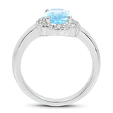 2.58 Carat Genuine  Blue Topaz and White Topaz .925 Sterling Silver Ring