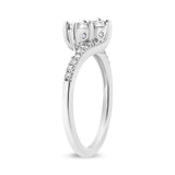 10K White Gold 1/4 Cttw Miracle Set Round Cut Diamond Two-Stone Ring (H-I Color, I2 Clarity) - Size 7