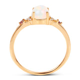 0.57 Carat Genuine Opal Ethiopian, Pink Tourmaline & White Diamond 14K Yellow Gold Ring
