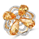 14K Yellow Gold Plated 8.80 Carat Genuine Citrine .925 Sterling Silver Ring
