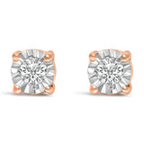 .925 Sterling Silver 1/10 Cttw Round Brilliant-Cut Lab Grown Diamond Miracle-Set Stud Earrings (F-G Color, VS1-VS2 Clarity)