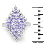 2.40 Carat Genuine Tanzanite and White Topaz .925 Sterling Silver Ring