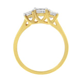 10K Yellow Gold Princess-Cut Diamond Three Stone Band Ring (1 Cttw, J-K Color, I1-I2 Clarity) - Size 6