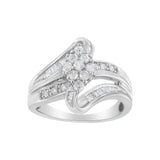 10K White Gold 1/2 cttw Diamond Cluster Ring (H-I Clarity, I2-I3 Color) - Size 6
