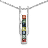 1.05 Carat Genuine Multi Sapphire .925 Sterling Silver Pendant