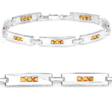 2.52 Carat Genuine Yellow Sapphire .925 Sterling Silver Bracelet