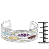 4.82 Carat Genuine Multi Stones .925 Sterling Silver Cuff Bangle