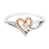 10K Rose Gold over .925 Sterling Silver â…• Cttw Diamond Split Shank Open Heart Cocktail Ring (I-J Color, I2-I3 Clarity)
