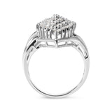 10K White Gold 1/2 Cttw Diamond Pear Shaped Cluster Ring (H-I Color, I1-I2 Clarity) - Ring Size 7