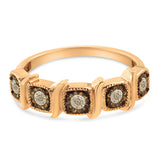 10K Rose Gold Flashed .925 Sterling Silver Miracle-Set Diamond 5-Stone Band Ring (1/4 Cttw, J-K Color, I1-I2 Clarity) - Size 7