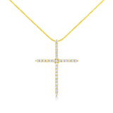 10K Yellow Gold 3.00 cttw Round-Cut Diamond Cross 18" Pendant Necklace (J-K Color, I1-I2 Clarity)