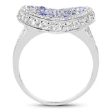 1.81 Carat Genuine Tanzanite and White Topaz .925 Sterling Silver Ring