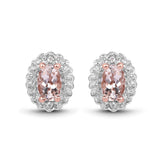 2.28 Carat Genuine Morganite and White Topaz .925 Sterling Silver 3 Piece Jewelry Set (Ring, Earrings, and Pendant w/ Chain)