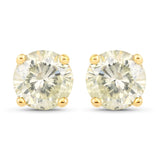 1.24 Carat Genuine LB Diamond 14K Yellow Gold Earrings