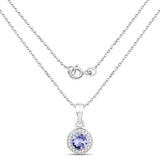1.05 Carat Genuine Tanzanite and White Topaz .925 Sterling Silver Pendant
