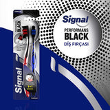 Signal Manual Toothbrush Performance Black - Soft Bristle, Ergonomic Design for Gentle Gum Care