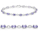 3.12 Carat Genuine Tanzanite .925 Sterling Silver Bracelet