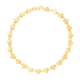 14k Yellow Gold 7 inch Mirrored Heart Chain Bracelet