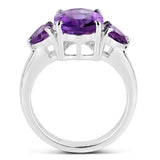 4.06 Carat Genuine Amethyst .925 Sterling Silver Ring