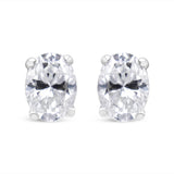 14K White Gold 1.00 Cttw Lab Grown Oval Solitaire Diamond Stud Earrings (F-G Color, VS2-SI1 Clarity)