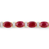 11.67 Carat Genuine Ruby and White Diamond 14K Yellow Gold Bracelet