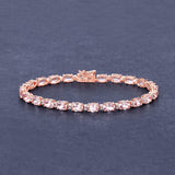 8.95 Carat Genuine Morganite and White Diamond 14K Rose Gold Bracelet