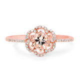 0.54 Carat Genuine Morganite and White Diamond 14K Rose Gold Ring