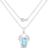 5.76 Carat Genuine Swiss Blue Topaz & White Topaz .925 Sterling Silver Pendant