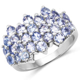 2.80 Carat Genuine Tanzanite .925 Sterling Silver Ring