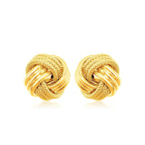 14k Yellow Gold Love Knot with Ridge Texture Earrings