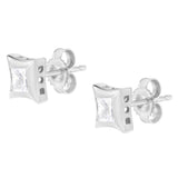 10K White Gold 1/2 Cttw Invisible Set Princess-Cut Diamond Stud Earrings (H-I Color, SI2-I1 Clarity)