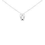 .925 Sterling Silver Diamond Accent and Black Enamel French Bullldog 18" Inch Pendant Necklace inch (I-J Color, I2-I3 Clarity)