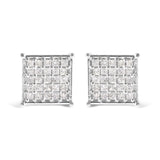 10K White Gold 3/4 Cttw Princess Diamond Composite Stud Earrings (I-J Color, I1-I2 Clarity)