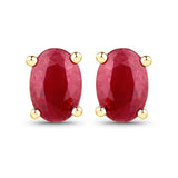1.04 Carat Genuine Ruby 14K Yellow Gold Earrings