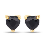 0.70 Carat Genuine Black Sapphire 14K Yellow Gold Earrings