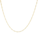 Solid 14K Yellow Gold 2.5mm Paperclip Chain Necklace Unisex 18" Inches