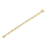 14K Yellow Gold 7.50 Cttw Princess and Baguette Diamond Geometric Link Bracelet