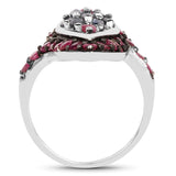 1.77 Carat Genuine Blue Sapphire and Ruby .925 Sterling Silver Ring