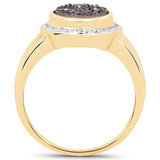 14K Yellow Gold Plated 4.50 Carat Genuine Drusy Quartz .925 Sterling Silver Ring
