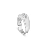 Men's .925 Sterling Silver 1/3 Cttw Diamond Channel Set 3 Stone Ring Band (I-J Color, I3 Clarity) - Ring Size 10