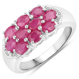 2.20 Carat Genuine Ruby .925 Sterling Silver Ring