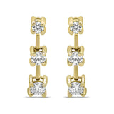 14K Yellow Gold 1/2 Cttw Round Diamond 3 Stone Graduated Linear Drop Past, Present and Future Stud Earrings (H-I Color, SI1-SI2 Clarity)