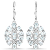 2.93 Carat Genuine Aquamarine and White Topaz .925 Sterling Silver Earrings
