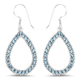 4.32 Carat Genuine London Blue Topaz .925 Sterling Silver Earrings