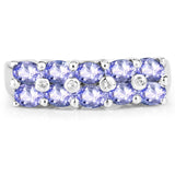 1.76 Carat Genuine Tanzanite and White Sapphire .925 Sterling Silver Ring