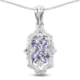 1.03 Carat Genuine Tanzanite & White Topaz .925 Sterling Silver Pendant