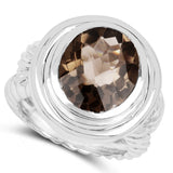 6.59 Carat Genuine Smoky Quartz .925 Sterling Silver Ring