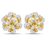 7.92 Carat Genuine Citrine and White Topaz .925 Sterling Silver 3 Piece Jewelry Set (Ring, Earrings, and Pendant w/ Chain)