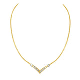 10K Yellow and White Gold 1/2 Cttw Princess Cut Diamond Channel-Set â€œVâ€ Shape 18" Franco Chain Necklace (H-I Color, SI2-I1 Clarity)