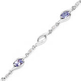 1.30 Carat Genuine Tanzanite and White Topaz .925 Sterling Silver Bracelet